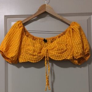 Chic Yellow Gingham Blouse